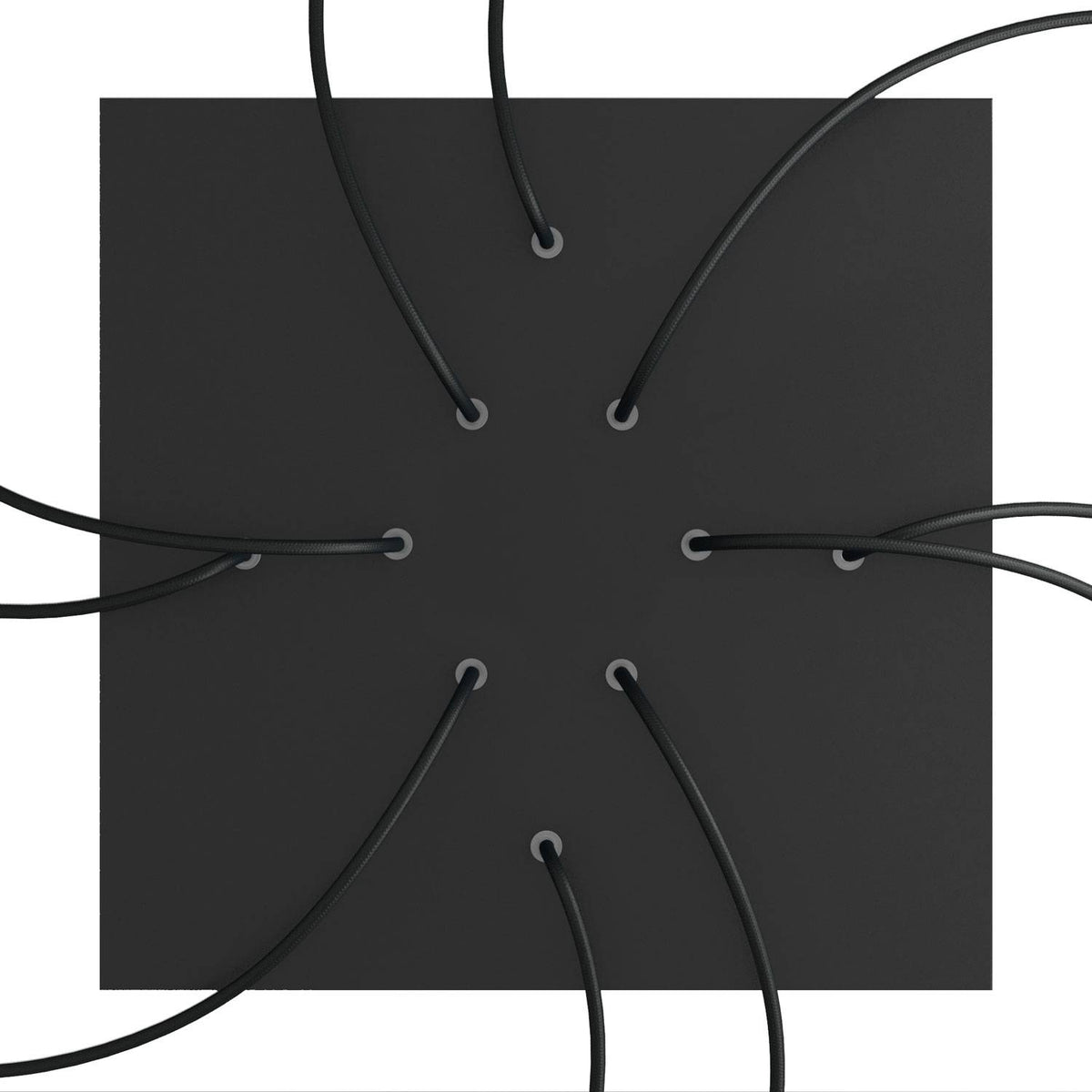 Rosone XXL Rose-One quadrato, 400 mm con 10 fori e 4 fori laterali - Nero opaco Bianco
