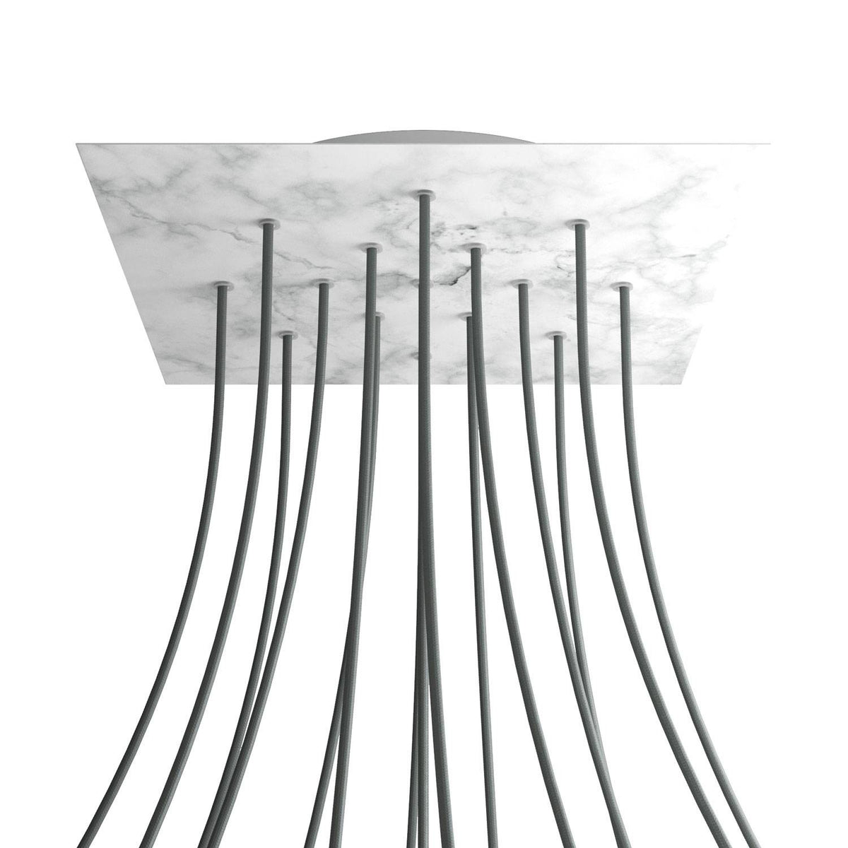 Rosone XXL Rose-One quadrato, 400 mm con 15 fori e 4 fori laterali - Marmo Carrara Bianco