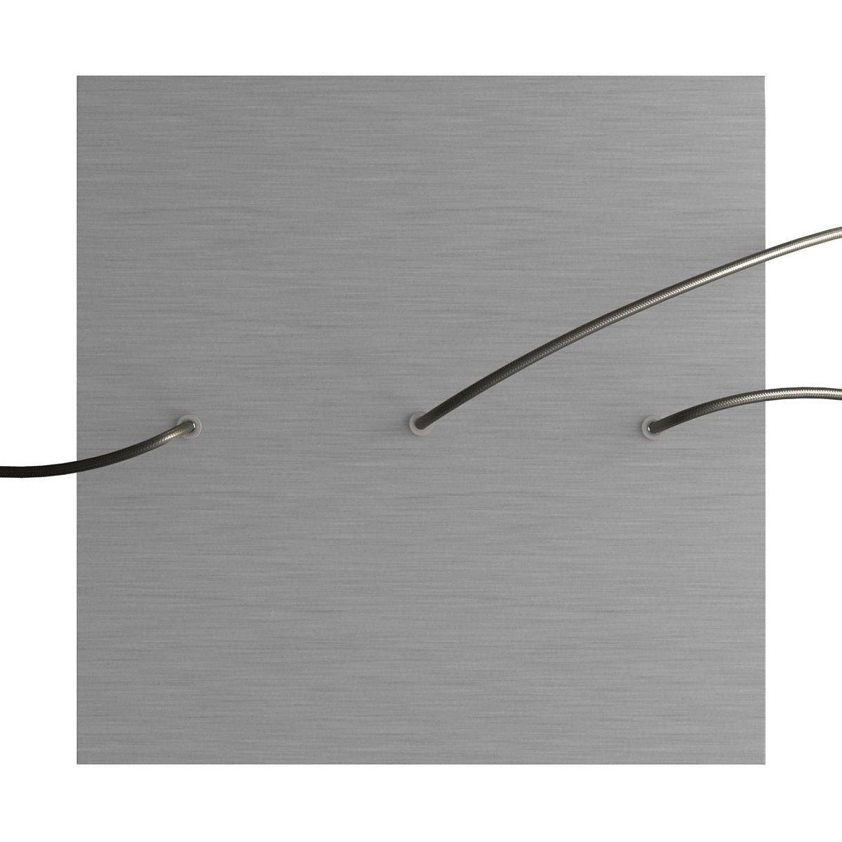 Rosone XXL Rose-One quadrato, 400 mm con 3 fori in linea e 4 fori laterali - Dibond Acciaio satinato Bianco