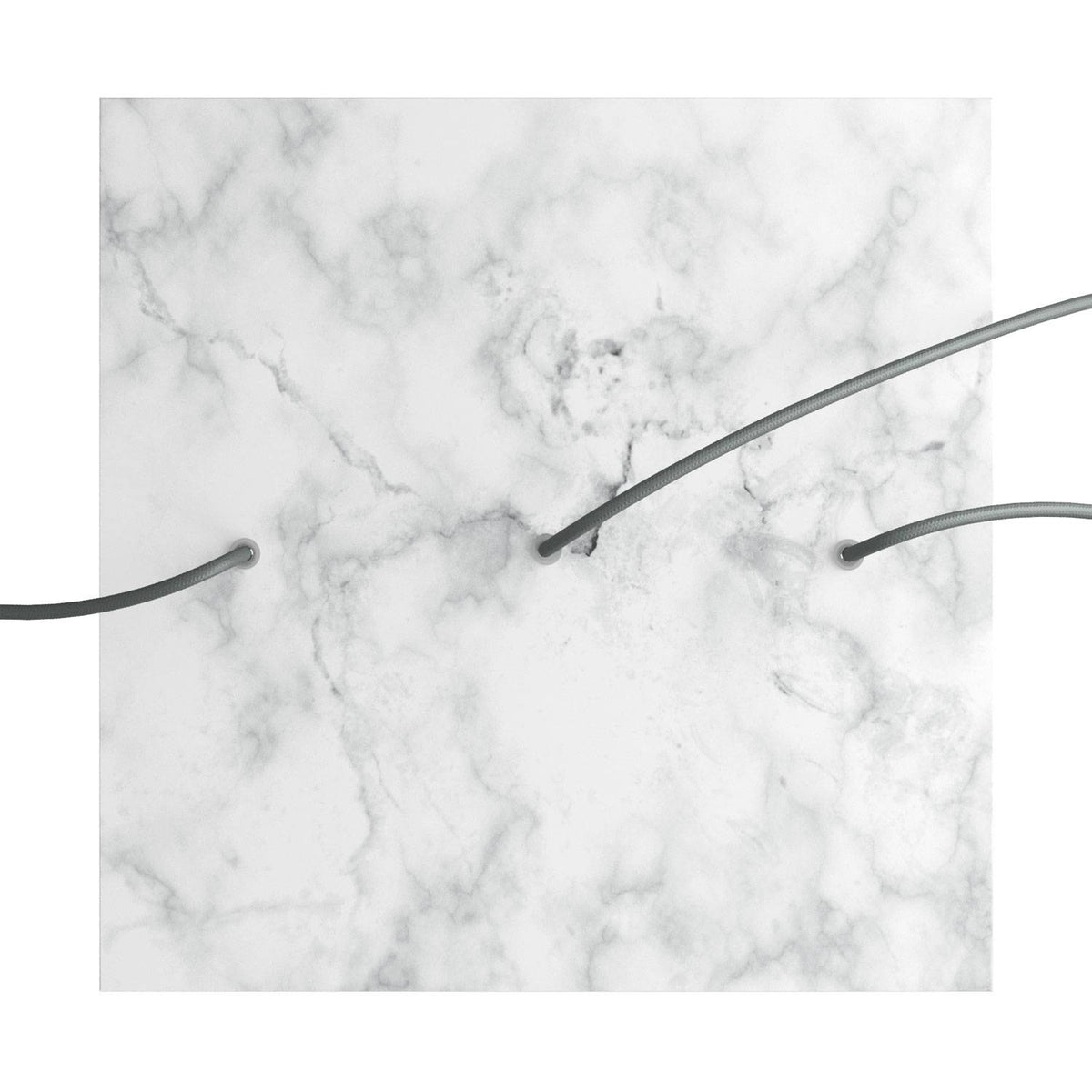 Rosone XXL Rose-One quadrato, 400 mm con 3 fori in linea e 4 fori laterali - Marmo Carrara Bianco