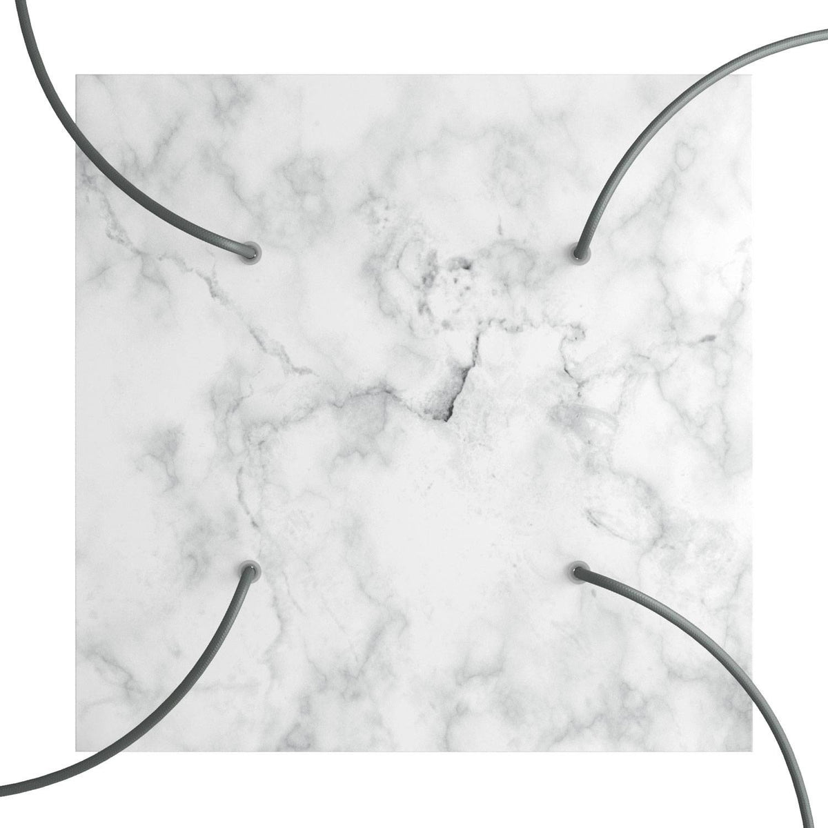 Rosone XXL Rose-One quadrato, 400 mm con 4 fori e 4 fori laterali - Marmo Carrara Bianco