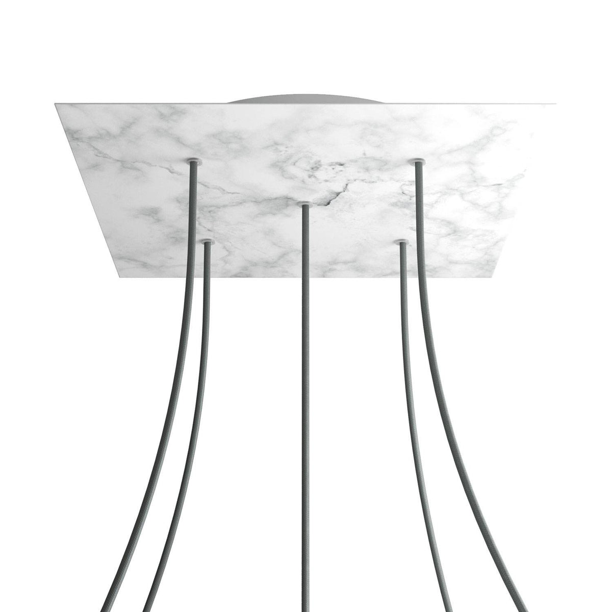 Rosone XXL Rose-One quadrato, 400 mm con 5 fori e 4 fori laterali - Marmo Carrara Bianco