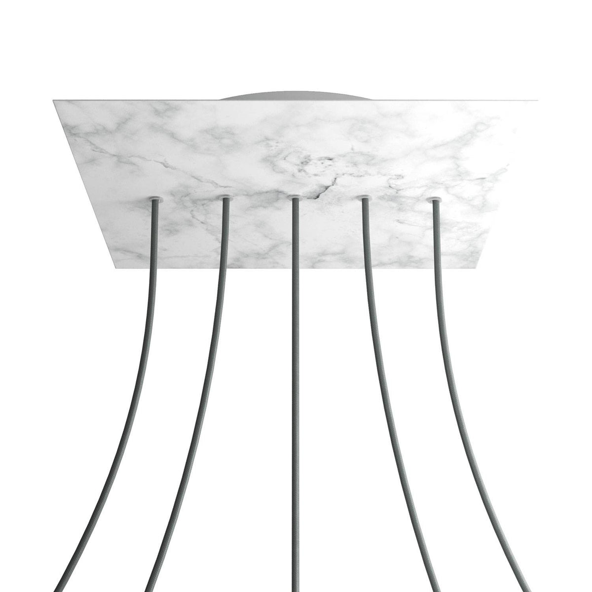 Rosone XXL Rose-One quadrato, 400 mm con 5 fori in linea e 4 fori laterali - Marmo Carrara Bianco