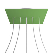 Rosone XXL Rose-One quadrato, 400 mm con 5 fori in linea e 4 fori laterali - Verde prato Bianco
