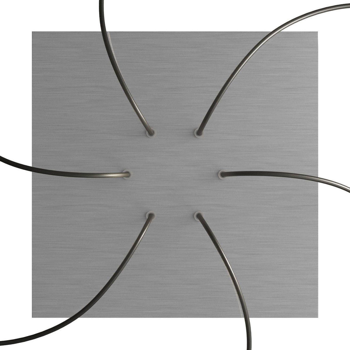 Rosone XXL Rose-One quadrato, 400 mm con 6 fori e 4 fori laterali - Dibond Acciaio satinato Bianco