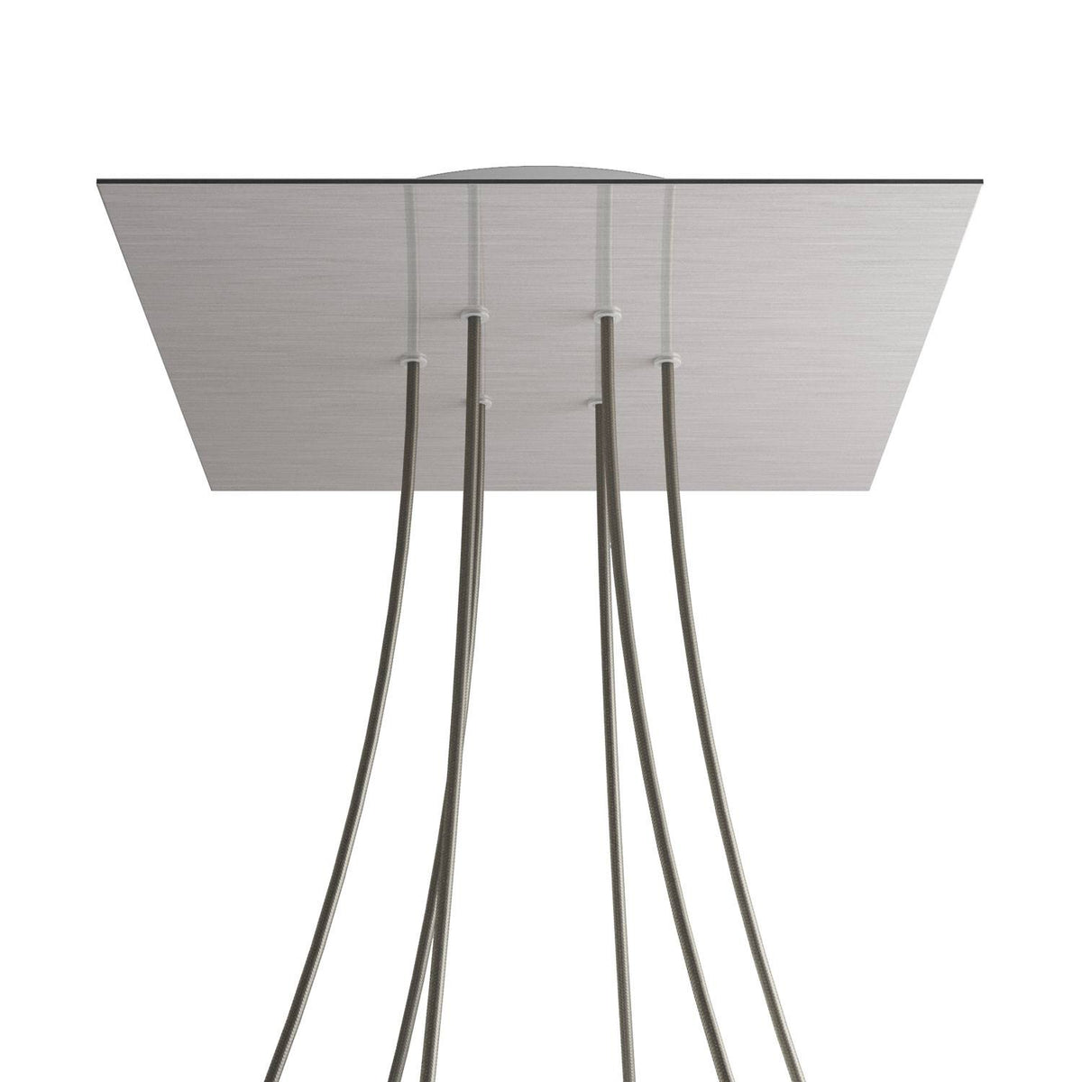 Rosone XXL Rose-One quadrato, 400 mm con 6 fori e 4 fori laterali - Dibond Acciaio satinato Bianco