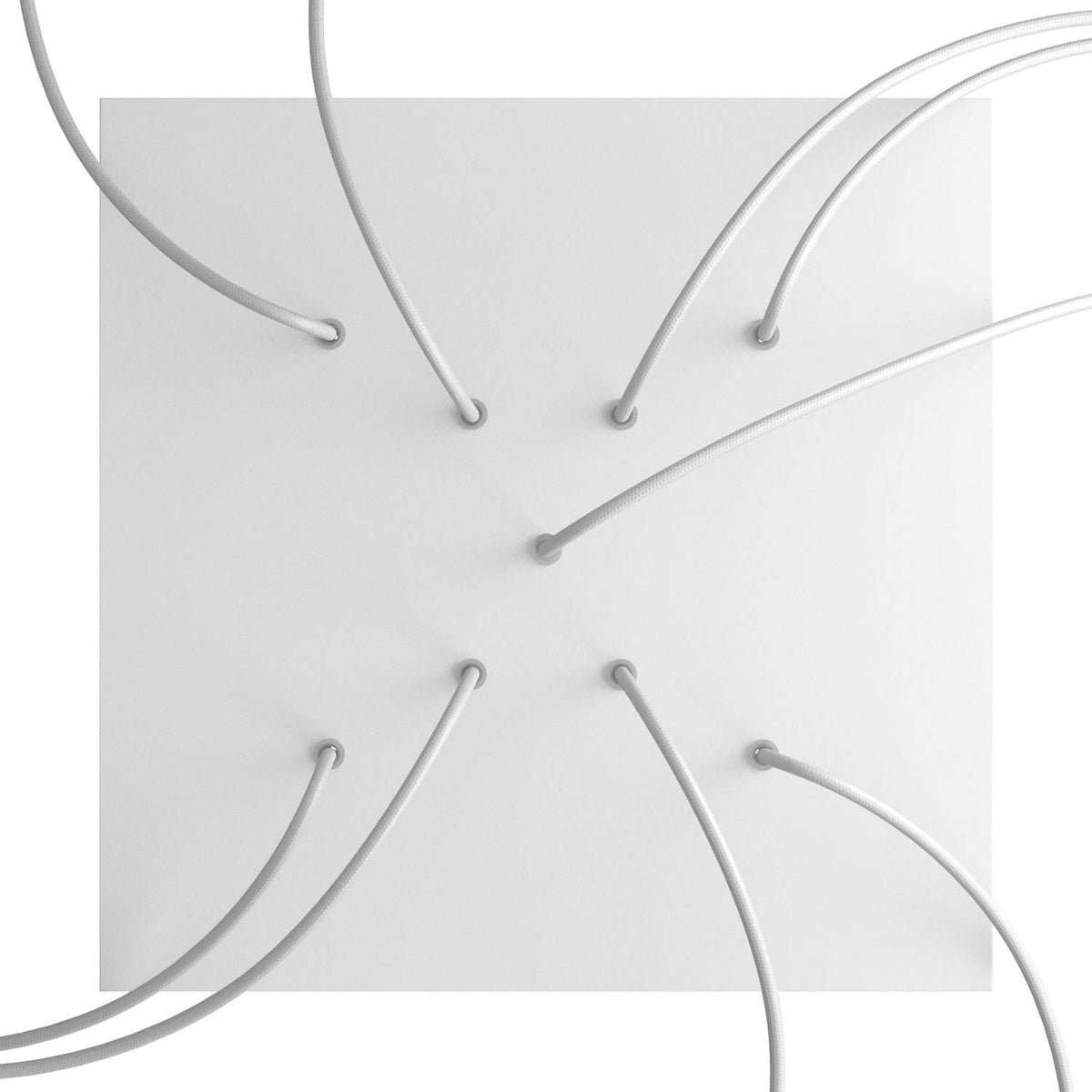 Rosone XXL Rose-One quadrato, 400 mm con 9 fori a X e 4 fori laterali - Bianco opaco Bianco