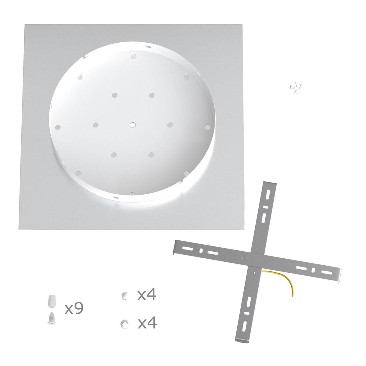 Rosone XXL Rose-One quadrato, 400 mm con 9 fori a X e 4 fori laterali - Marmo Carrara Bianco