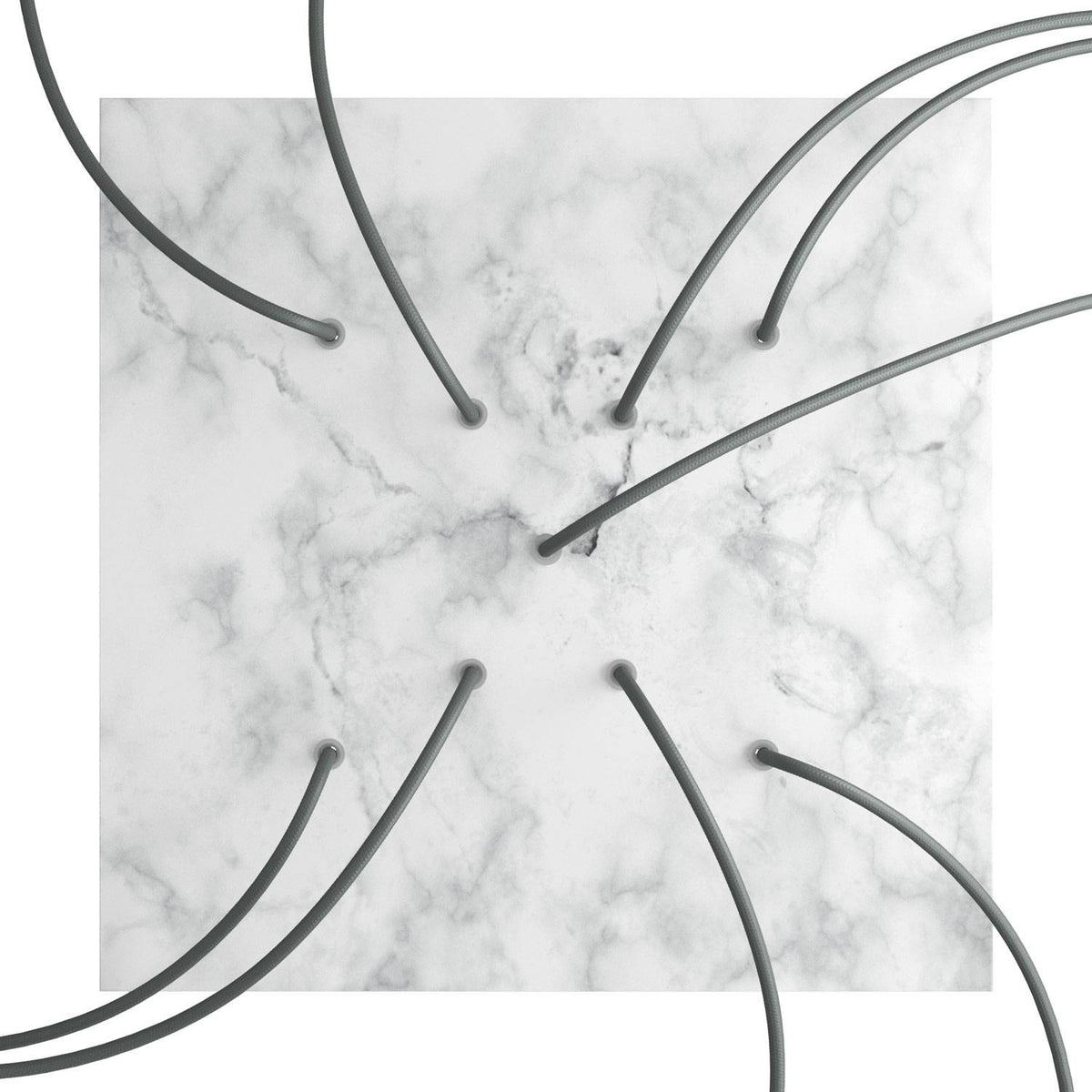 Rosone XXL Rose-One quadrato, 400 mm con 9 fori a X e 4 fori laterali - Marmo Carrara Bianco