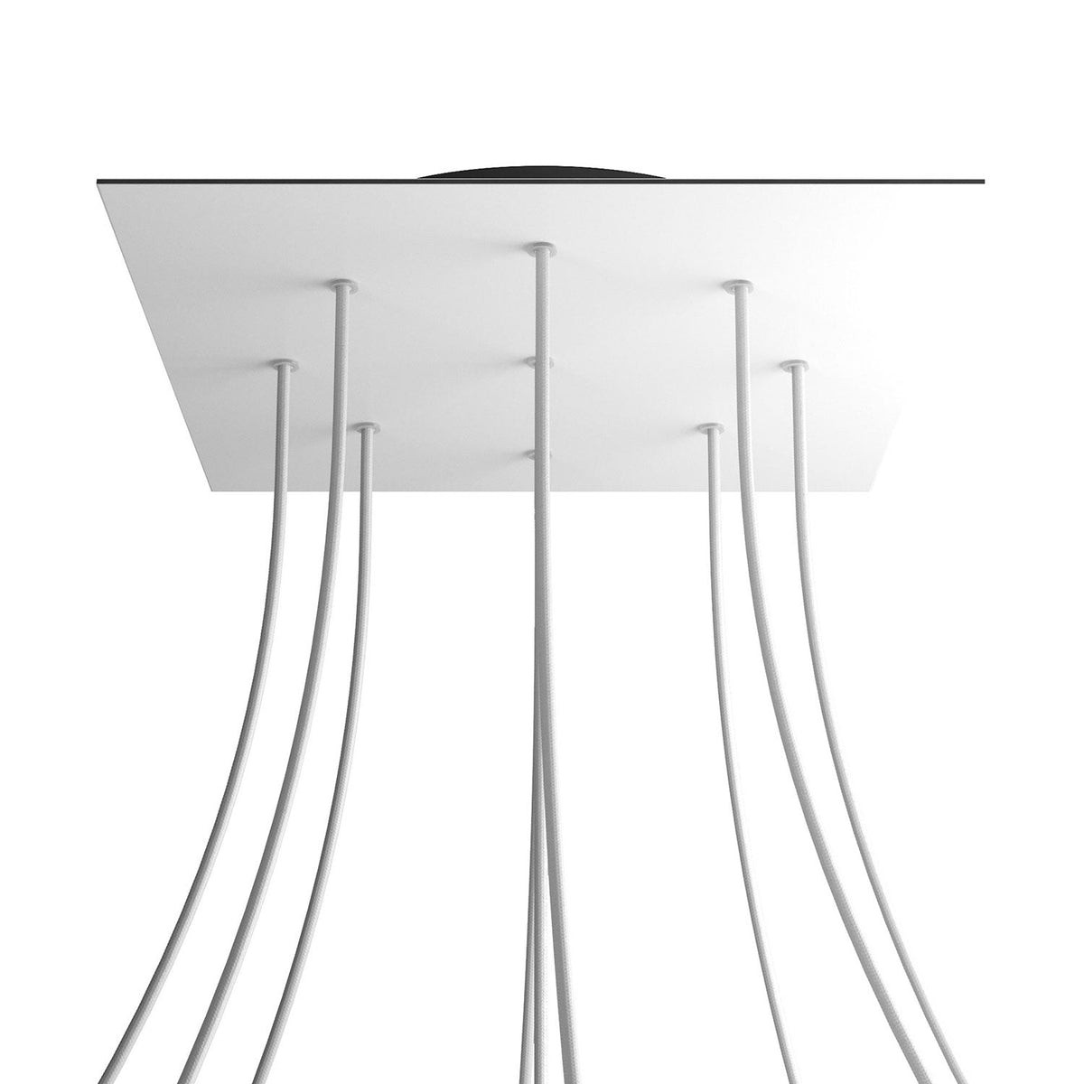Rosone XXL Rose-One quadrato, 400 mm con 9 fori e 4 fori laterali - Bianco opaco Nero