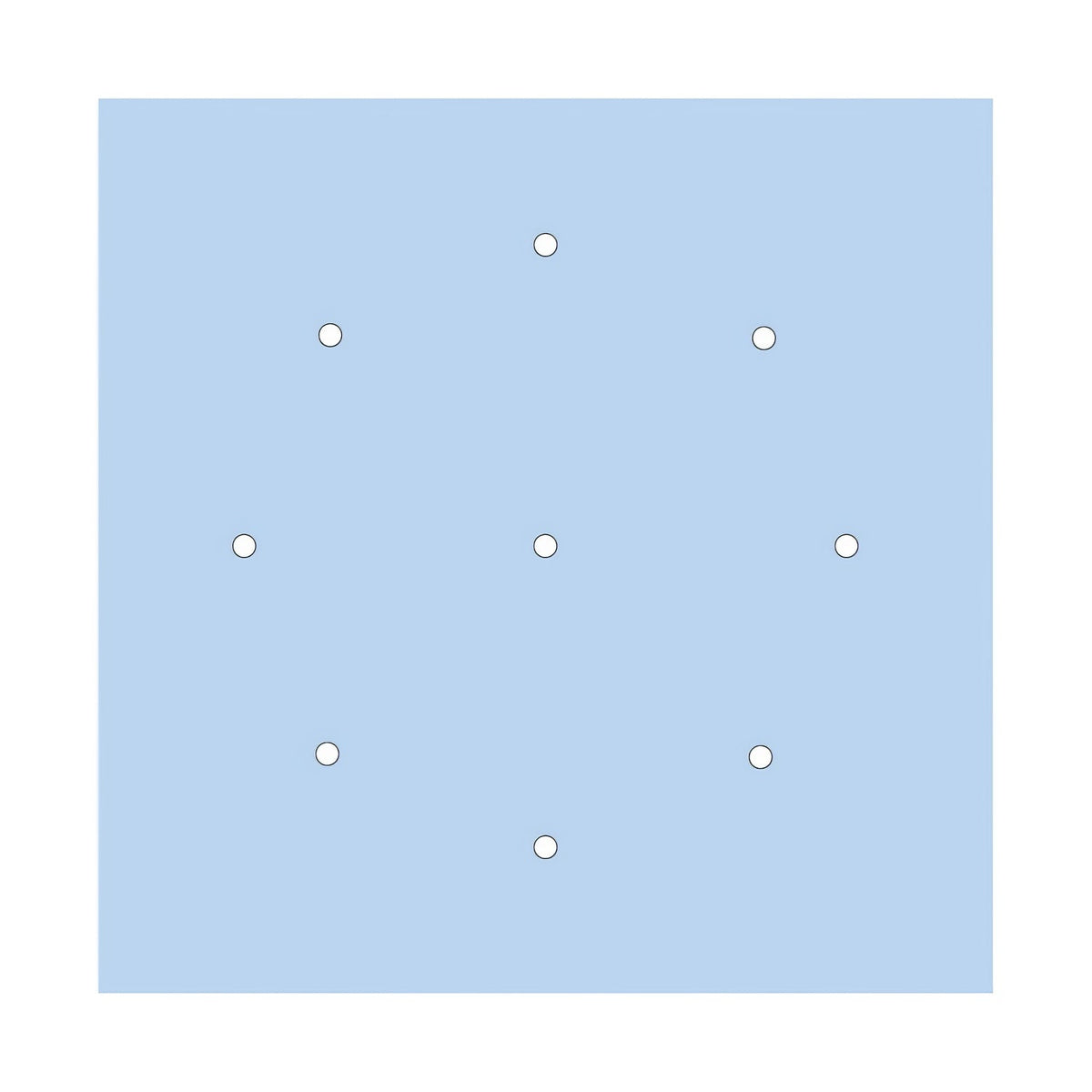 Rosone XXL Rose-One quadrato, 400 mm con 9 fori e 4 fori laterali - Blu carta da zucchero Bianco