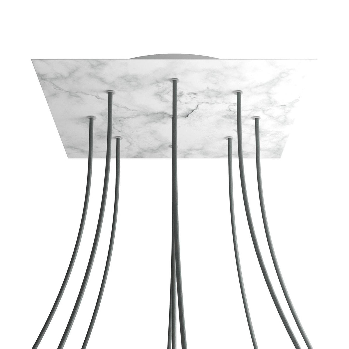 Rosone XXL Rose-One quadrato, 400 mm con 9 fori e 4 fori laterali - Marmo Carrara Bianco