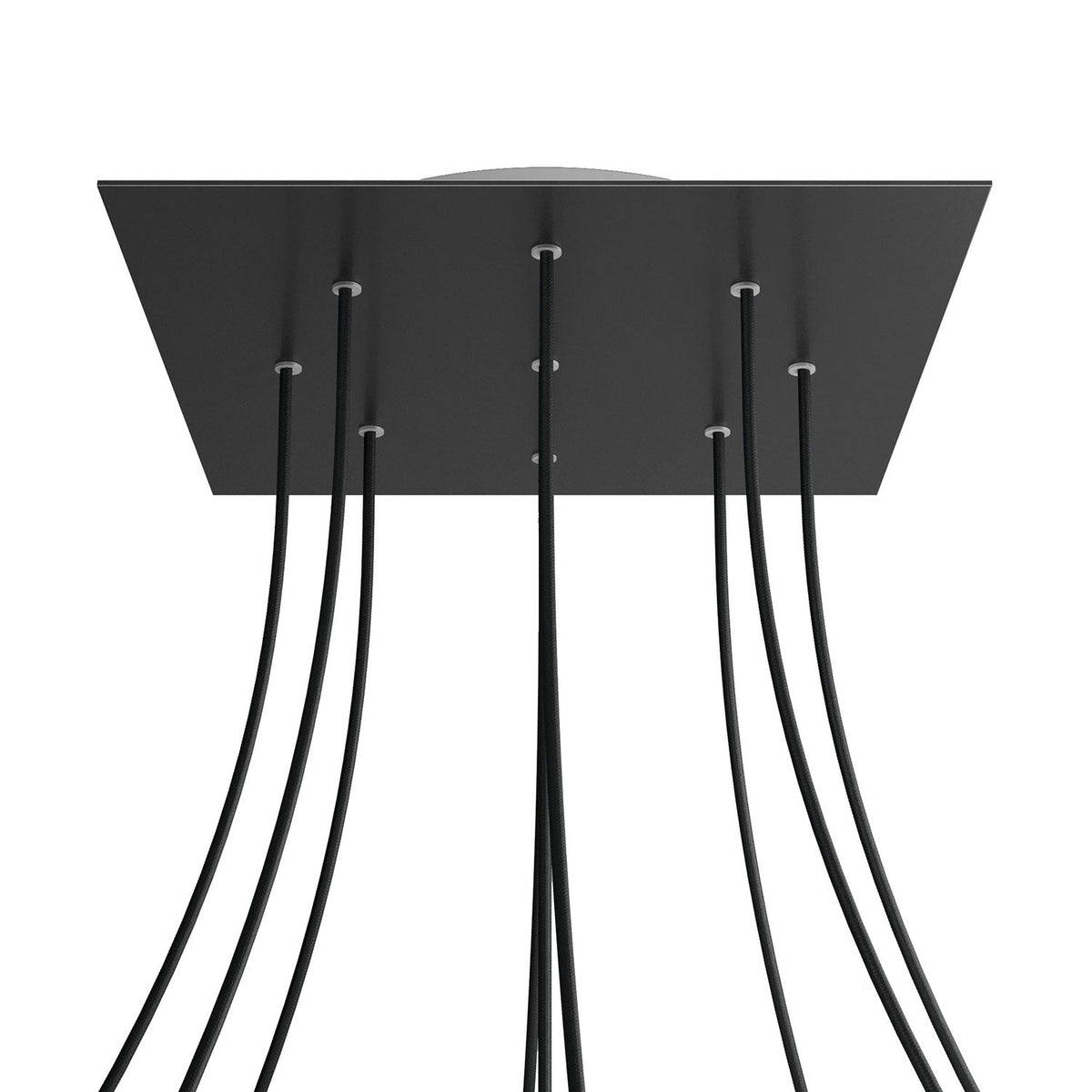 Rosone XXL Rose-One quadrato, 400 mm con 9 fori e 4 fori laterali - Nero opaco Bianco