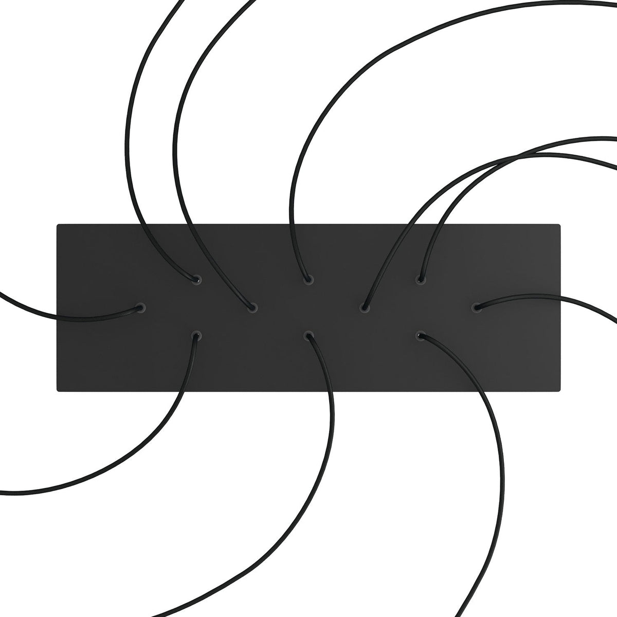 Rosone XXL Rose-One rettangolare a 10 fori e 6 fori laterali, dimensioni 675 x 225 mm - Dibond Nero opaco Bianco