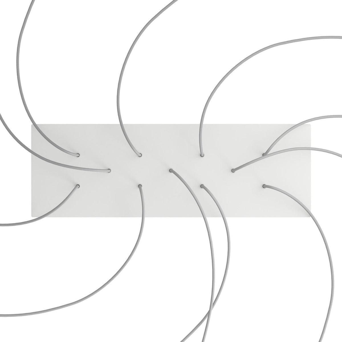 Rosone XXL Rose-One rettangolare a 11 fori e 6 fori laterali, dimensioni 675 x 225 mm - Dibond Bianco opaco Bianco