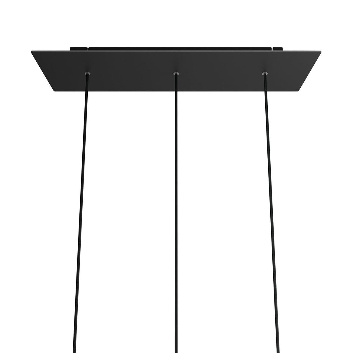 Rosone XXL Rose-One rettangolare a 3 fori in linea e 6 fori laterali, dimensioni 675 x 225 mm - Dibond Nero opaco Nero