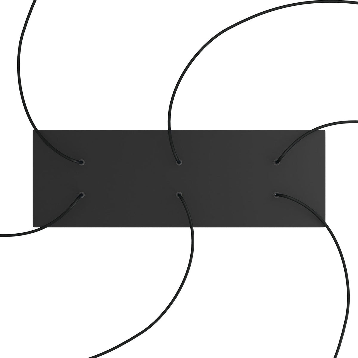 Rosone XXL Rose-One rettangolare a 6 fori e 6 fori laterali, dimensioni 675 x 225 mm - Dibond Nero opaco Bianco
