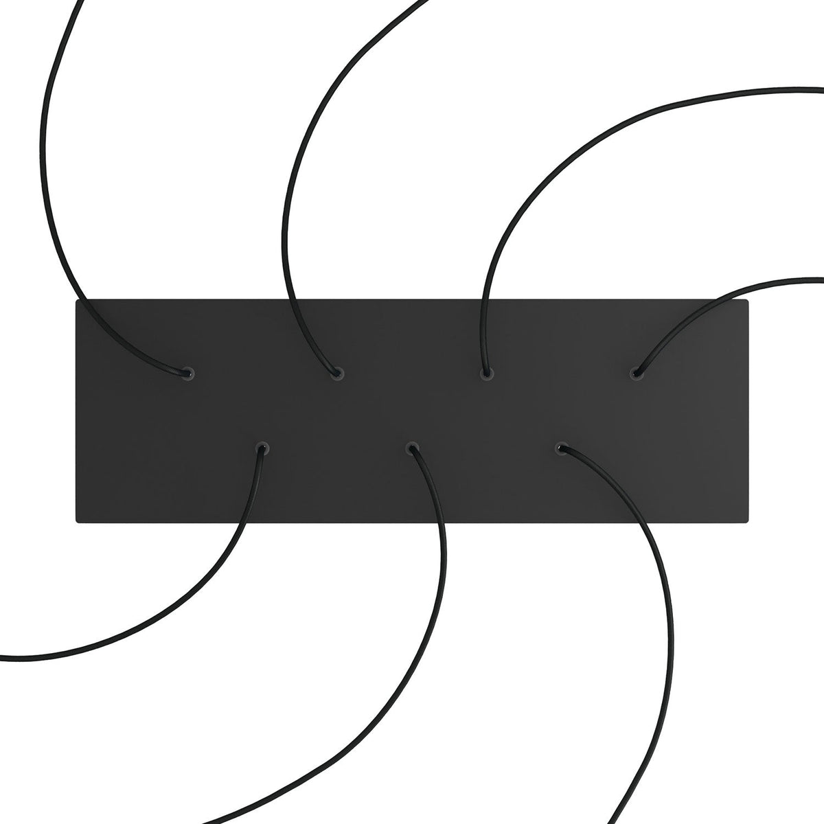 Rosone XXL Rose-One rettangolare a 7 fori e 6 fori laterali, dimensioni 675 x 225 mm - Dibond Nero opaco Bianco