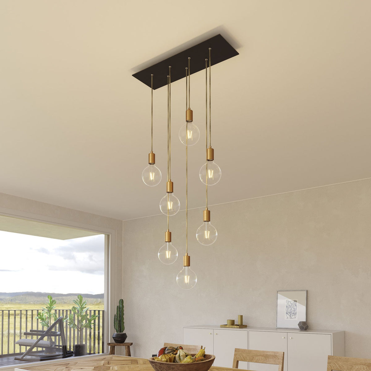 Rosone XXL Rose-One rettangolare a 7 fori e 6 fori laterali, dimensioni 675 x 225 mm - Dibond Nero opaco Bianco