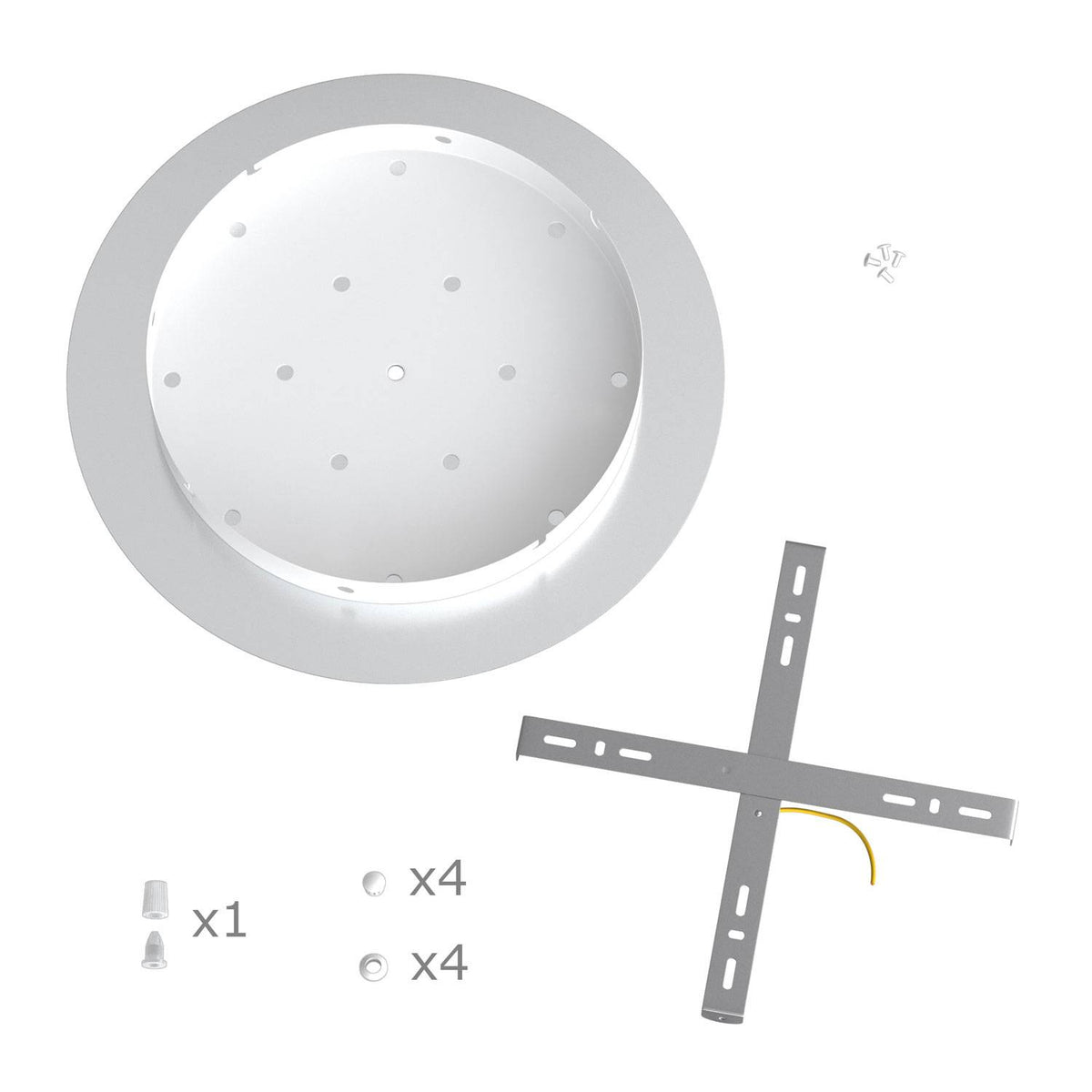 Rosone XXL Rose-One rotondo, diametro 400 mm con 1 foro e 4 fori laterali - Antracite Bianco