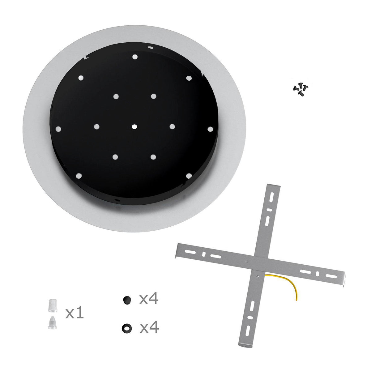 Rosone XXL Rose-One rotondo, diametro 400 mm con 1 foro e 4 fori laterali - Petrolio Nero