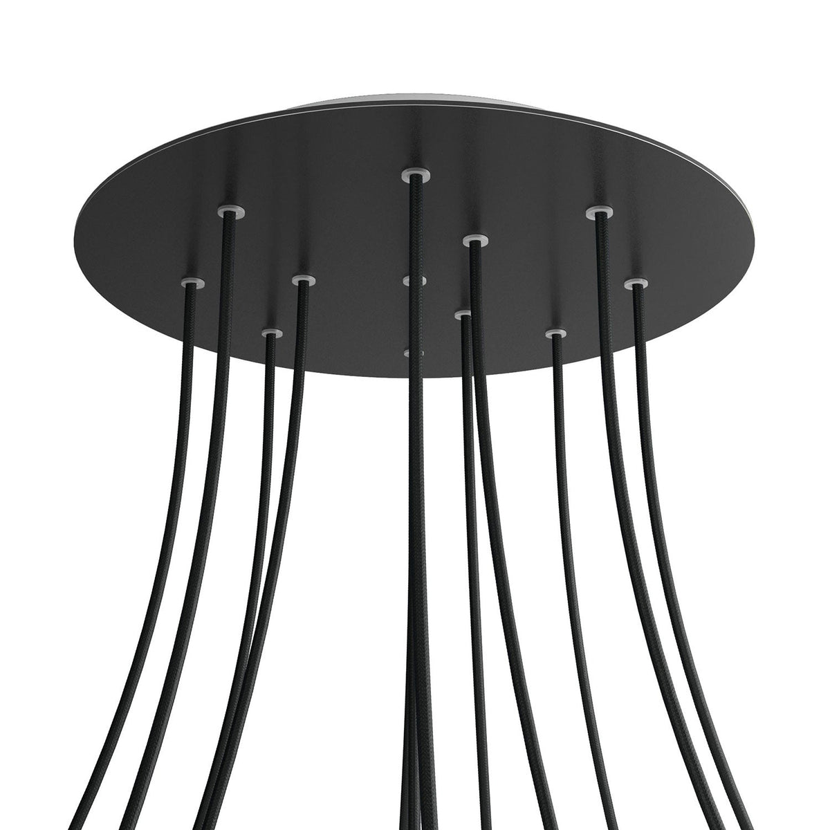 Rosone XXL Rose-One rotondo, diametro 400 mm con 12 fori e 4 fori laterali - Nero opaco Bianco