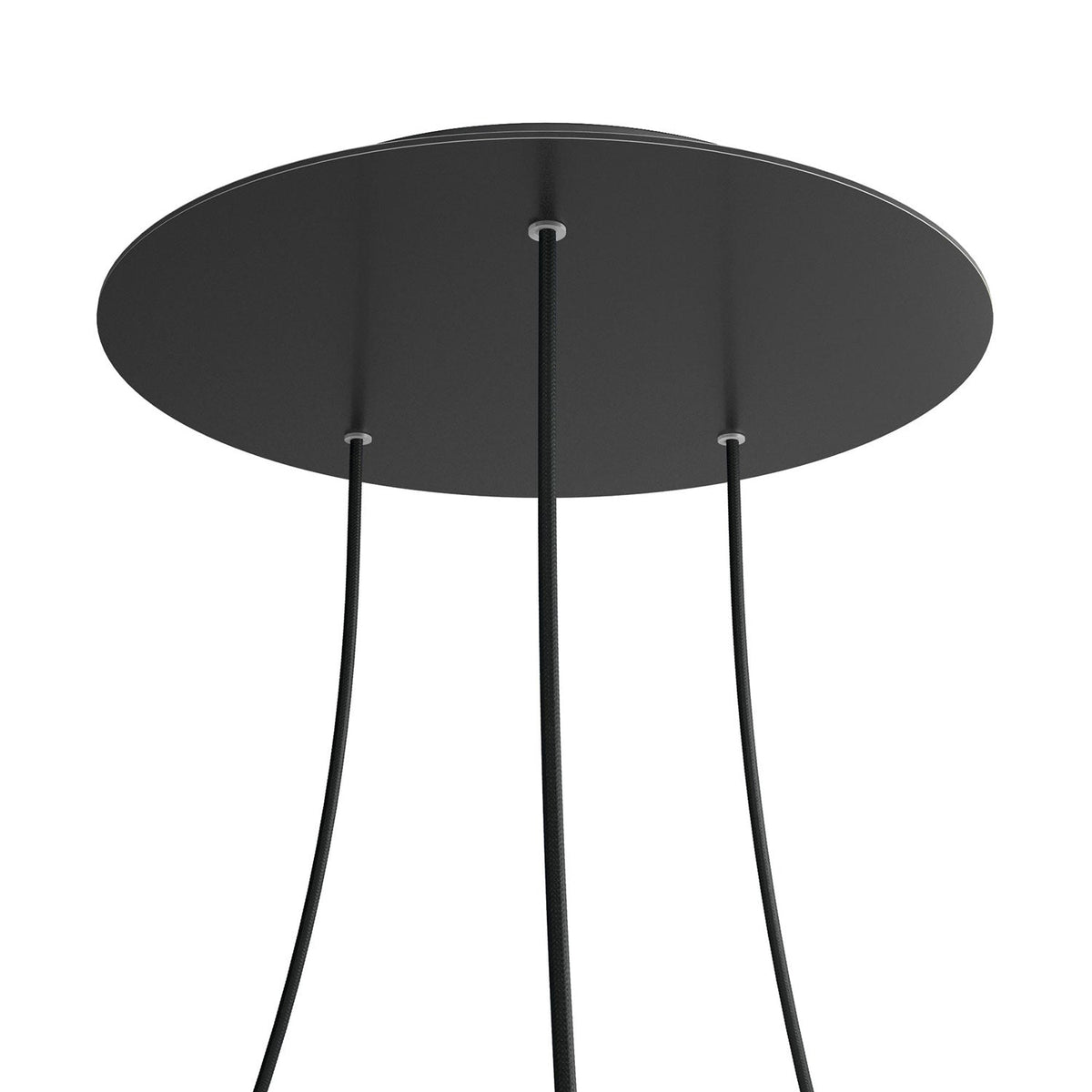 Rosone XXL Rose-One rotondo, diametro 400 mm con 3 fori e 4 fori laterali - Nero opaco Nero