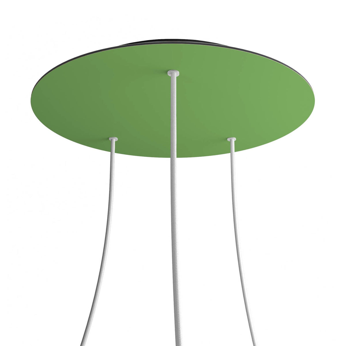 Rosone XXL Rose-One rotondo, diametro 400 mm con 3 fori e 4 fori laterali - Verde prato Nero