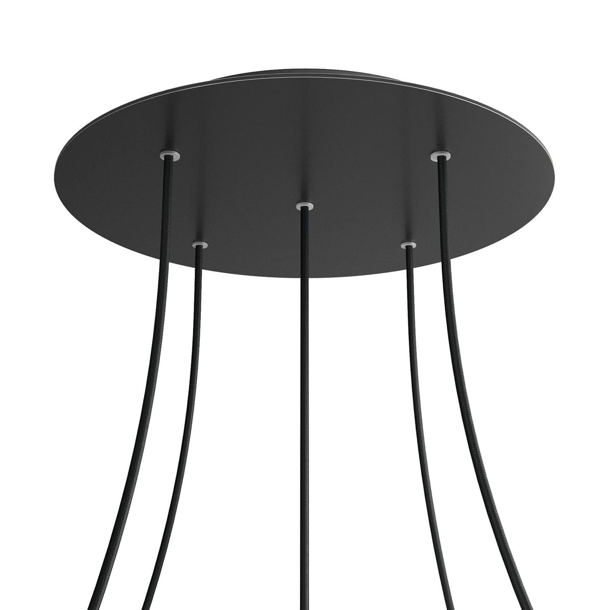 Rosone XXL Rose-One rotondo, diametro 400 mm con 5 fori e 4 fori laterali - Nero opaco Nero