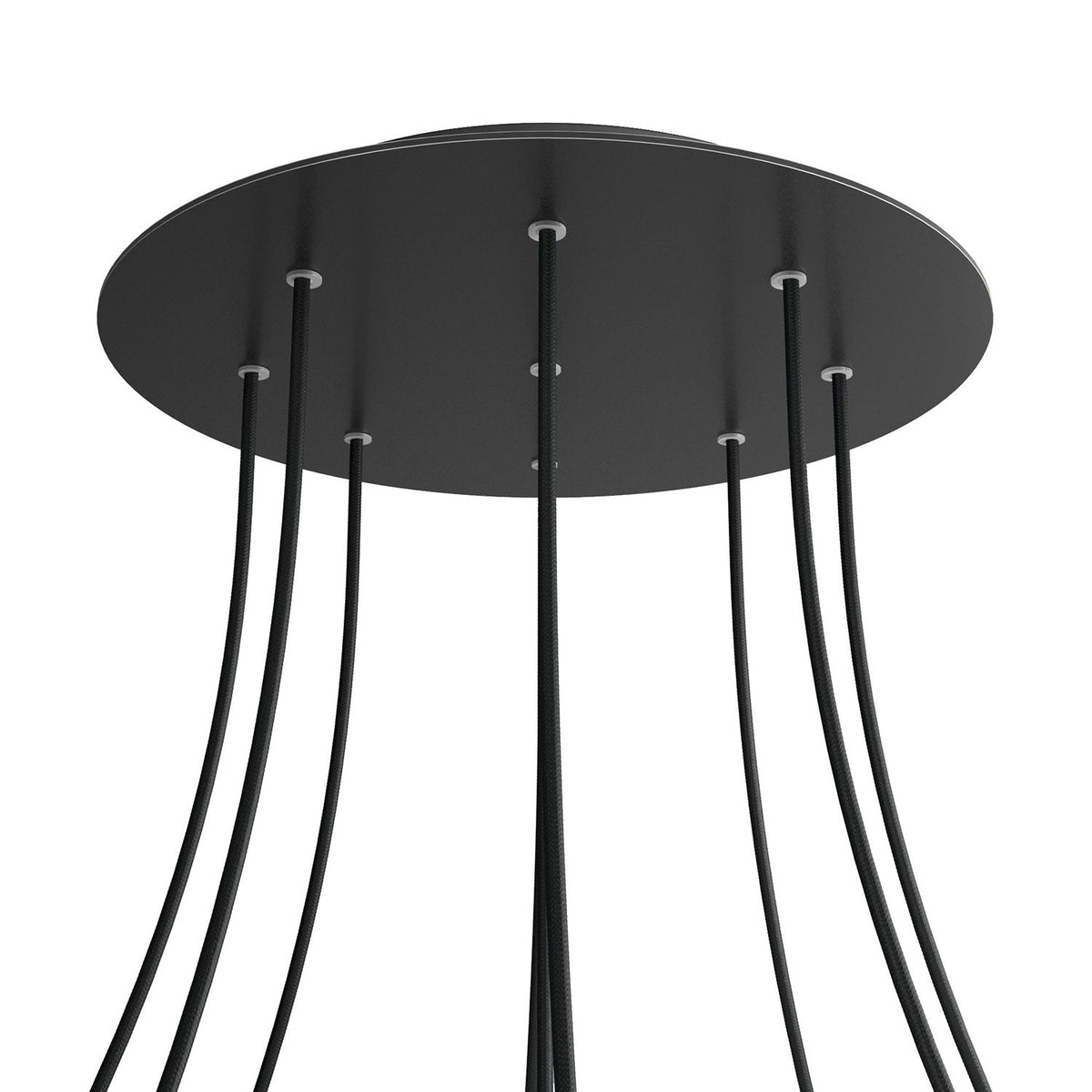 Rosone XXL Rose-One rotondo, diametro 400 mm con 9 fori e 4 fori laterali - Nero opaco Nero