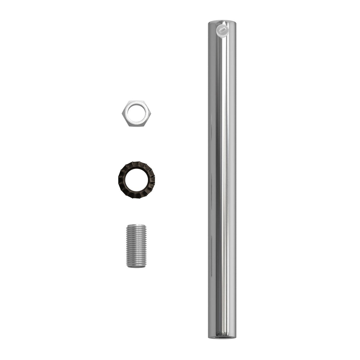Serracavo cilindrico in metallo lunghezza 15 cm completo di tige, dado e rondella - Cromo