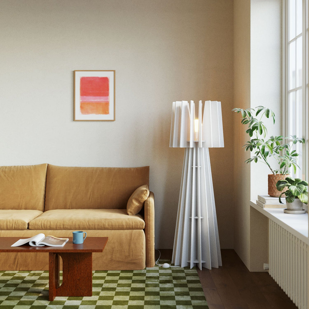 SHHINE lampada da terra in materiale fonoassorbente - Bianco melange