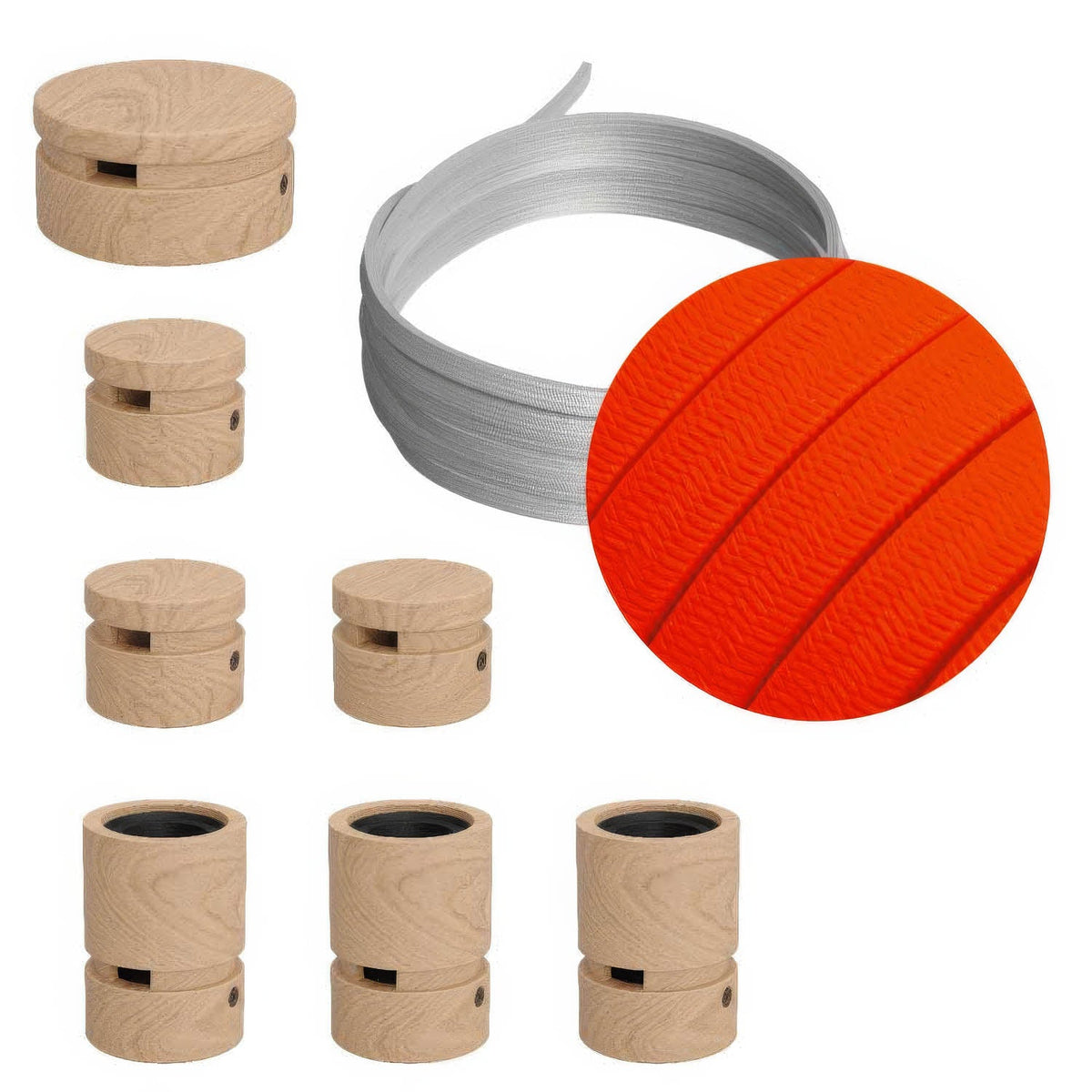 Sistema Filé Linear Kit - con cavo CF15 di 5 m per catenaria e 7 componenti in legno per interni