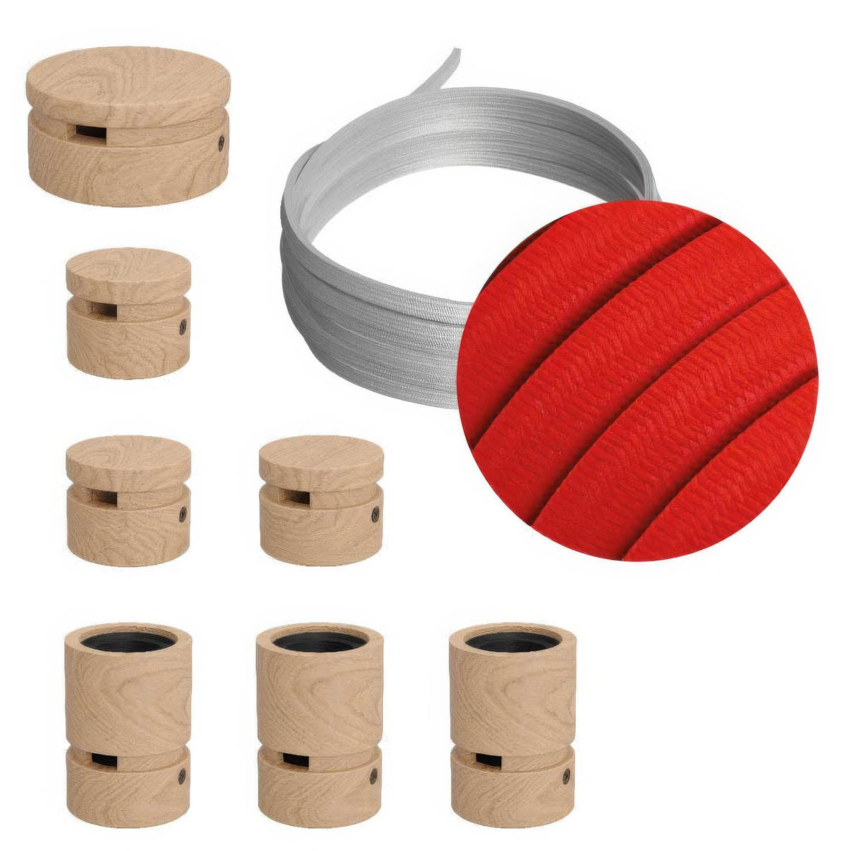 Sistema Filé Linear Kit - con cavo CM09 di 5 m per catenaria e 7 componenti in legno per interni