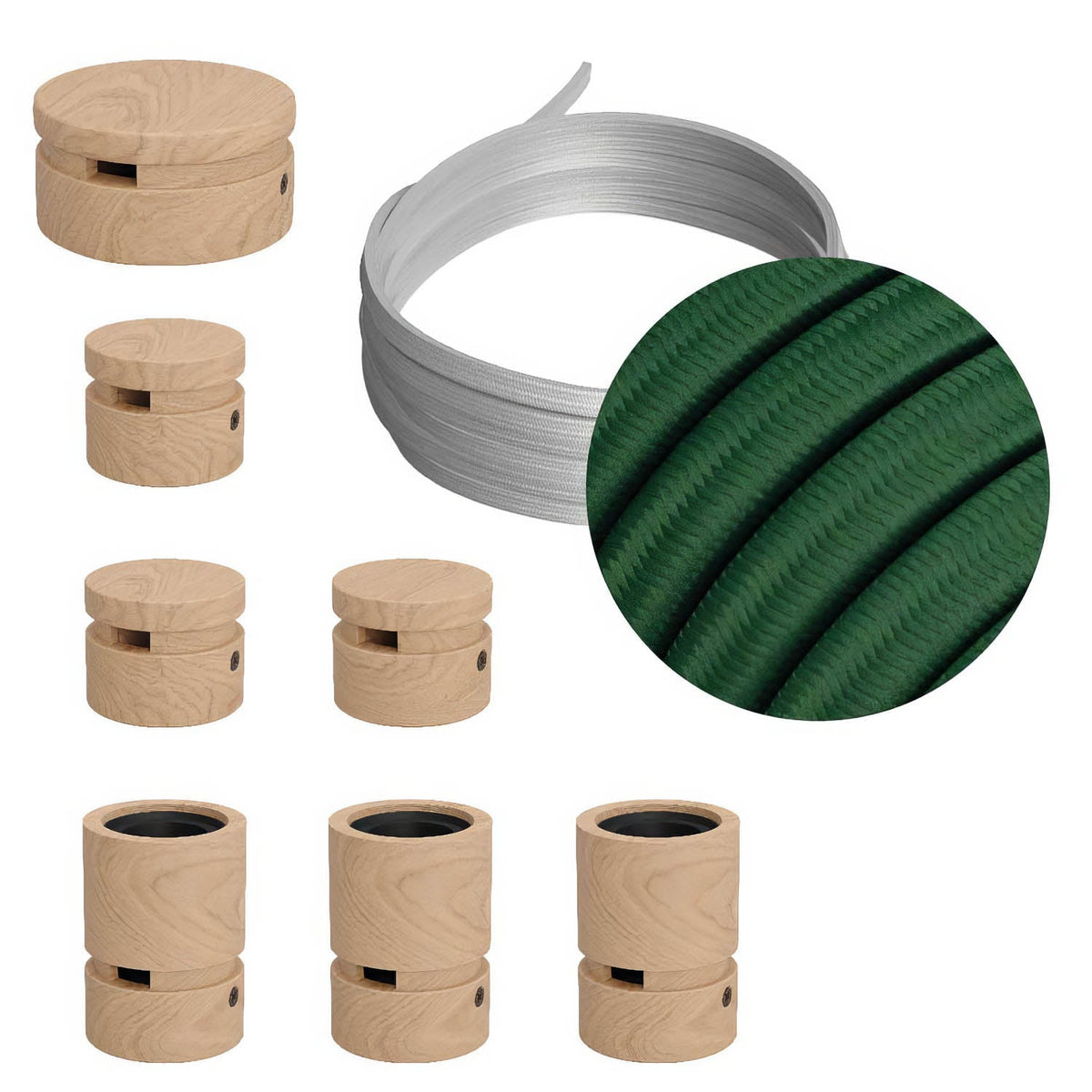 Sistema Filé Linear Kit - con cavo CM21 di 5 m per catenaria e 7 componenti in legno per interni