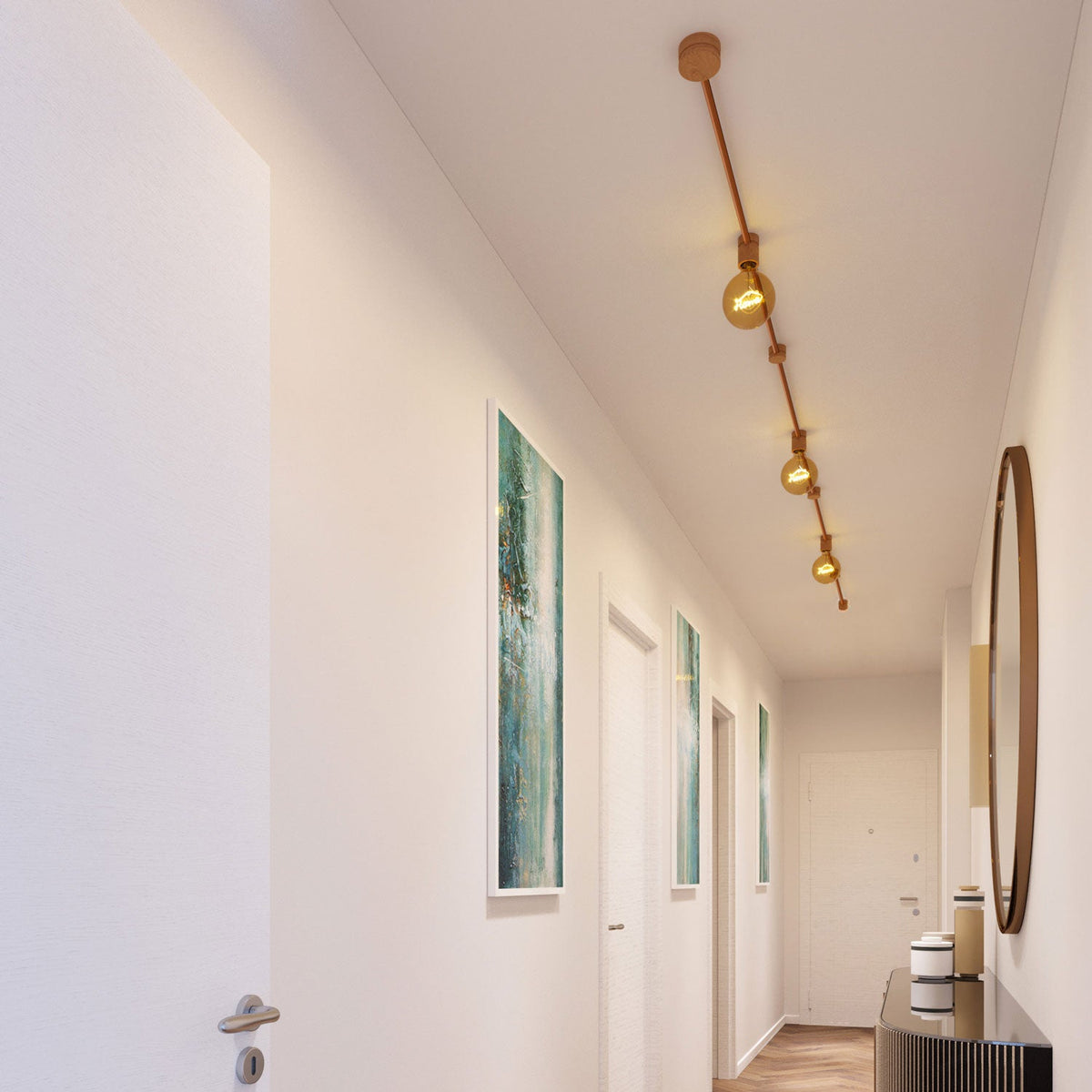Sistema Filé Linear Kit - con cavo CM22 di 5 m per catenaria e 7 componenti in legno per interni