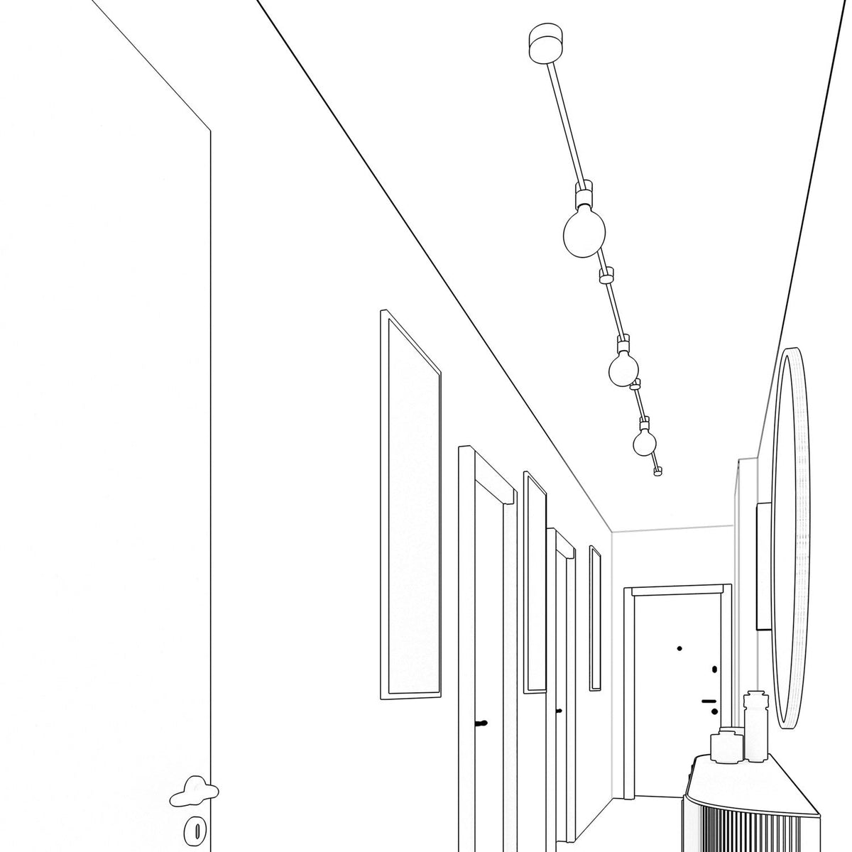 Sistema Filé Linear Kit - con cavo CM22 di 5 m per catenaria e 7 componenti in legno per interni