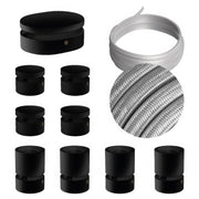 Sistema Filé Symmetric Kit - con cavo CM02 di 5 m per catenaria e 9 componenti in legno verniciato nero per interni