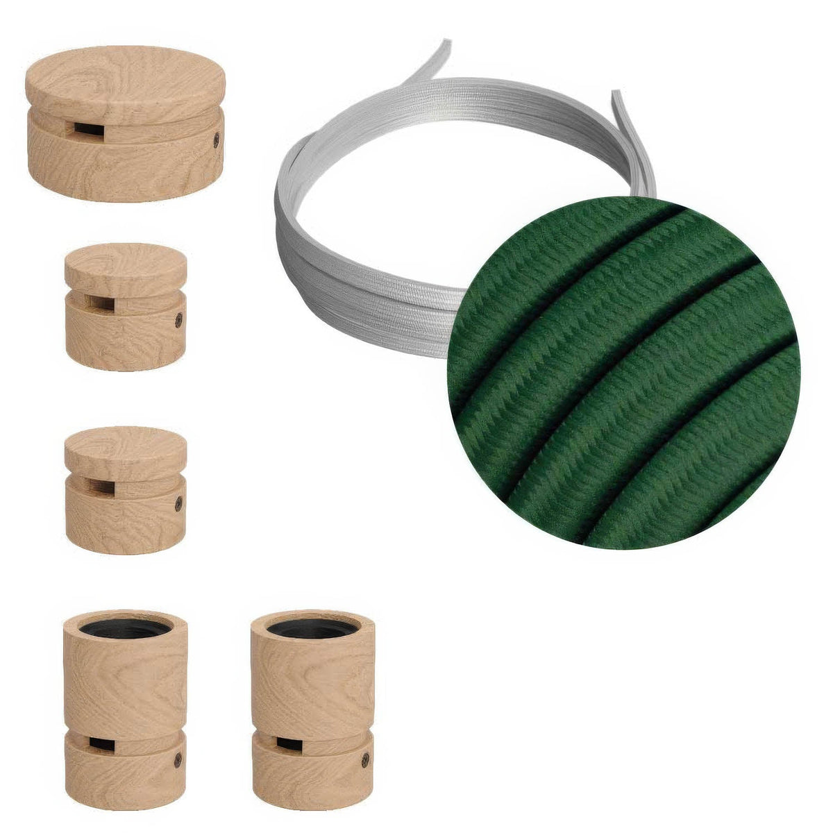 Sistema Filé Wiggle Kit - con cavo CM21 di 3 m per catenaria e 5 componenti in legno per interni