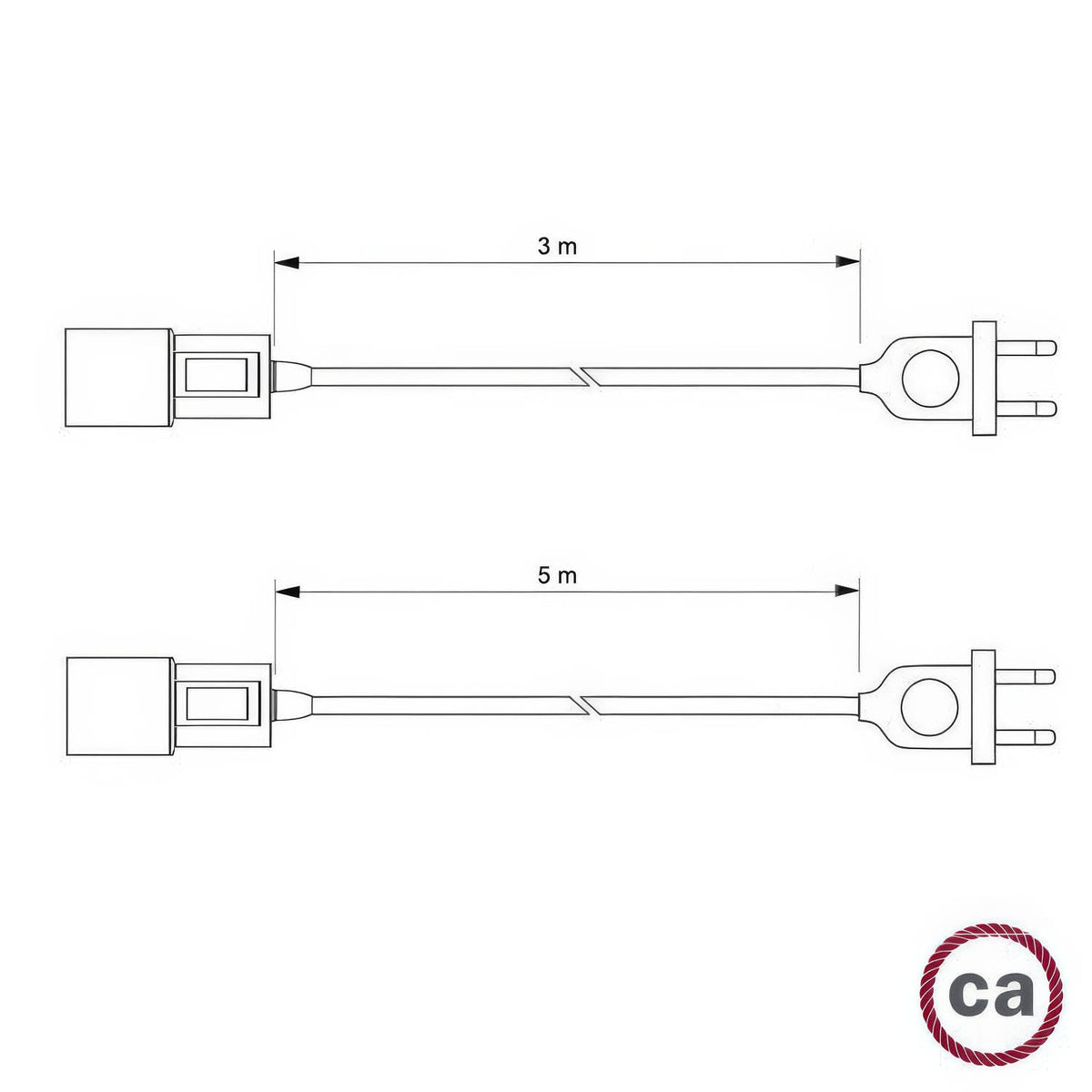 Snake - Lampada plug-in con cavo in tessuto colorato RN01