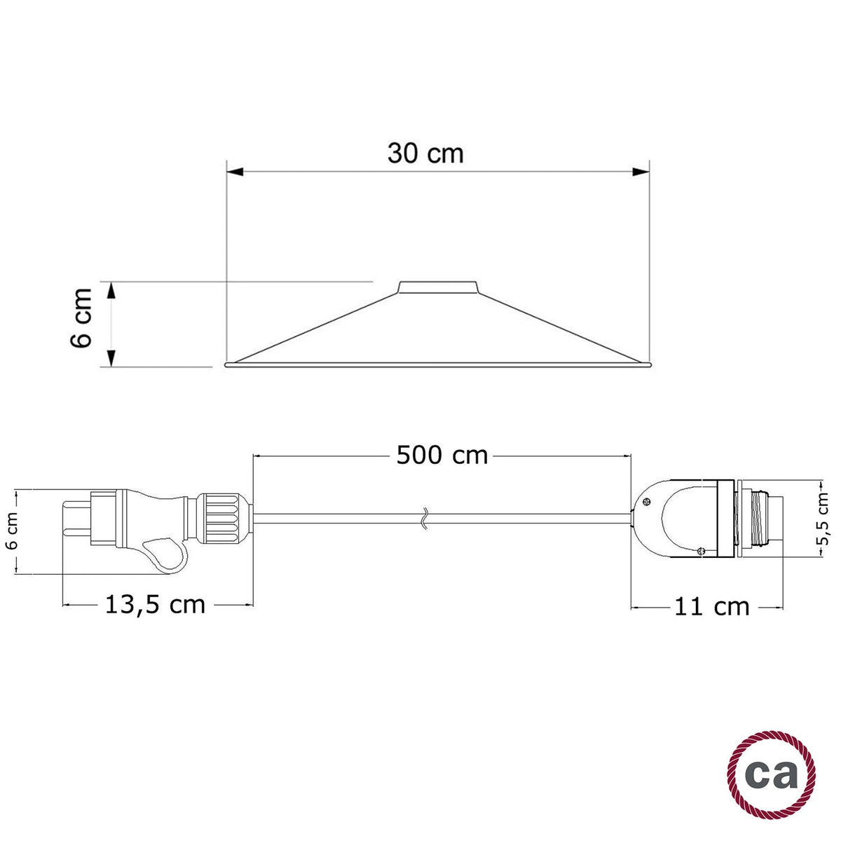 Snake Modulair con paralume Swing, lampada portatile per esterni, 5 m cavo tessile, portalampada IP65 e spina - Nero