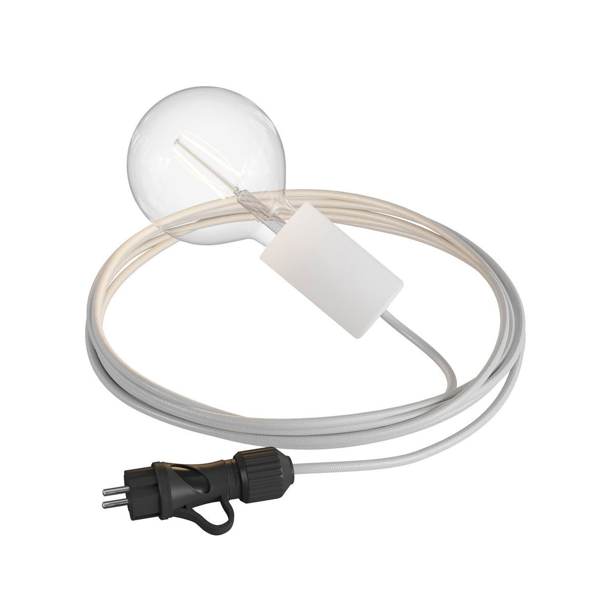 Snake Modulair Elegant, lampada portatile per esterni, 5 m cavo tessile, portalampada IP65 e spina - Bianco