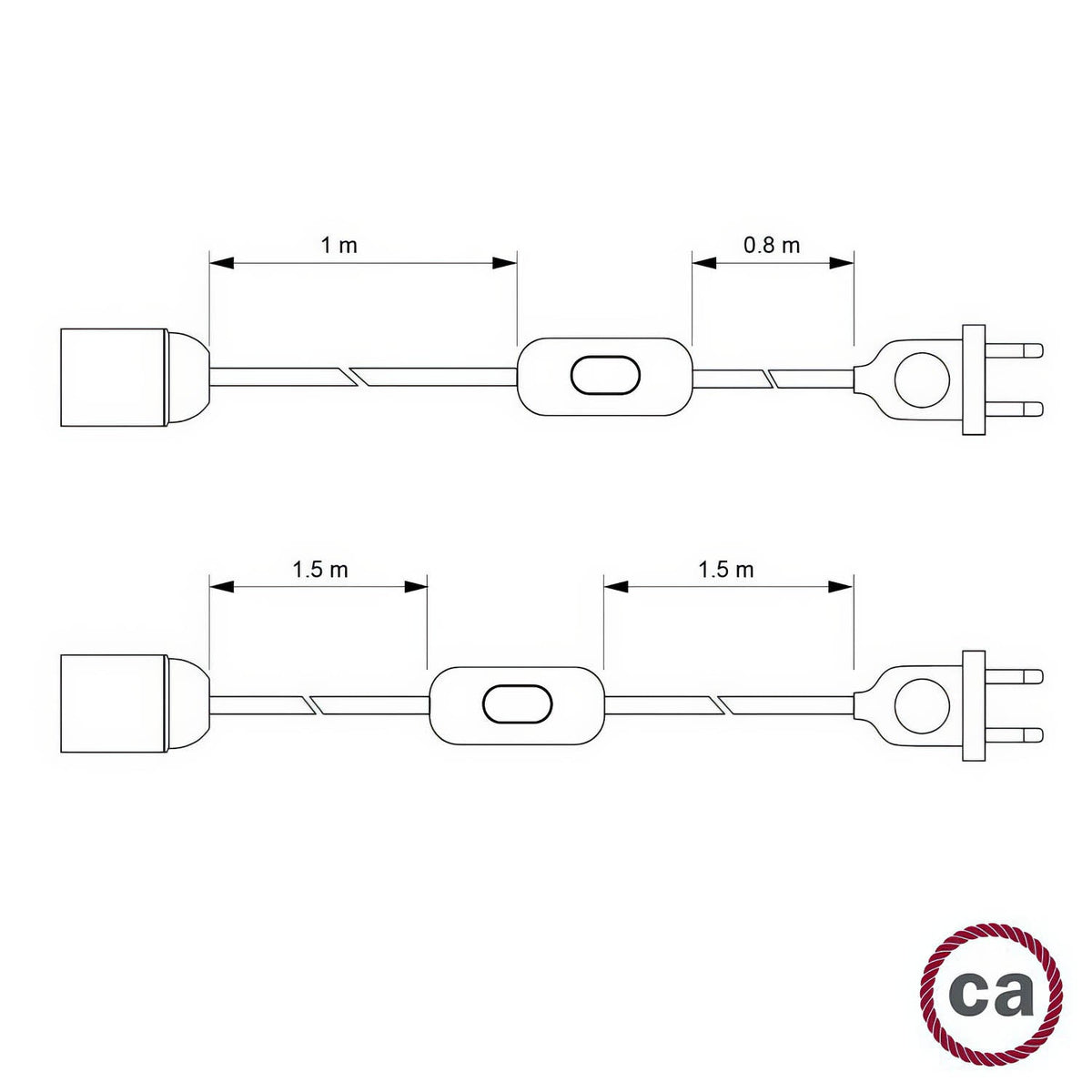 SnakeBis Twisted per paralume - Cablaggio con portalampada e cavo trecciato in tessuto TM10