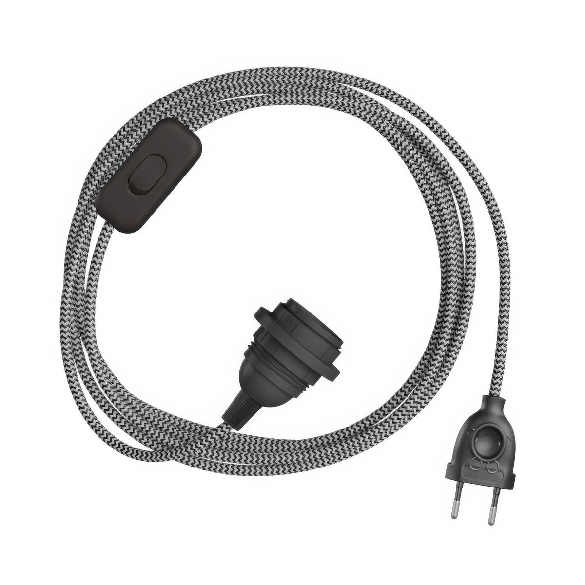 SnakeBis Zig-Zag per paralume - Cablaggio con portalampada e cavo in tessuto effetto Zig-Zag RZ04