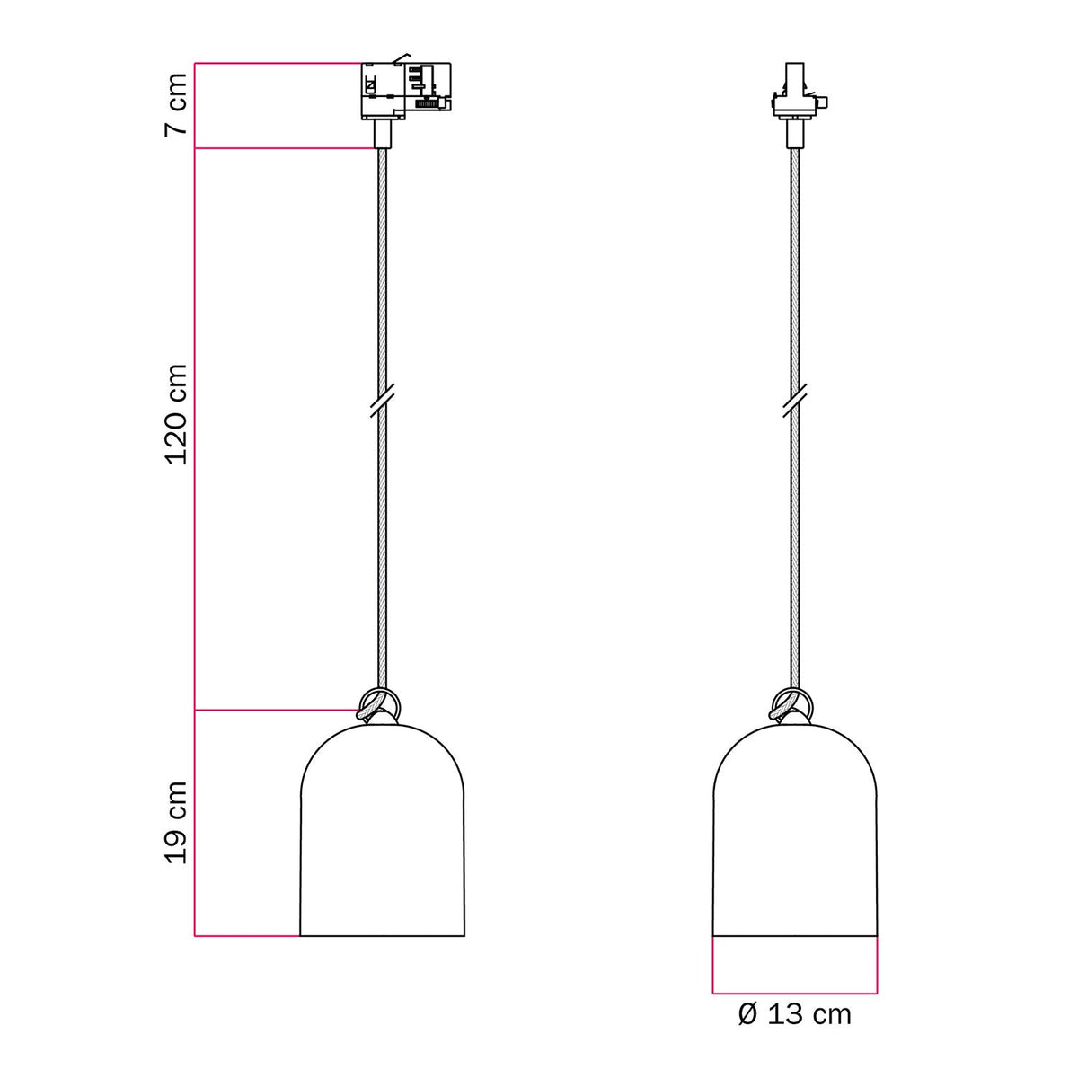 Sospensione per binario con paralume mini Campana in ceramica - Effetto verde rame