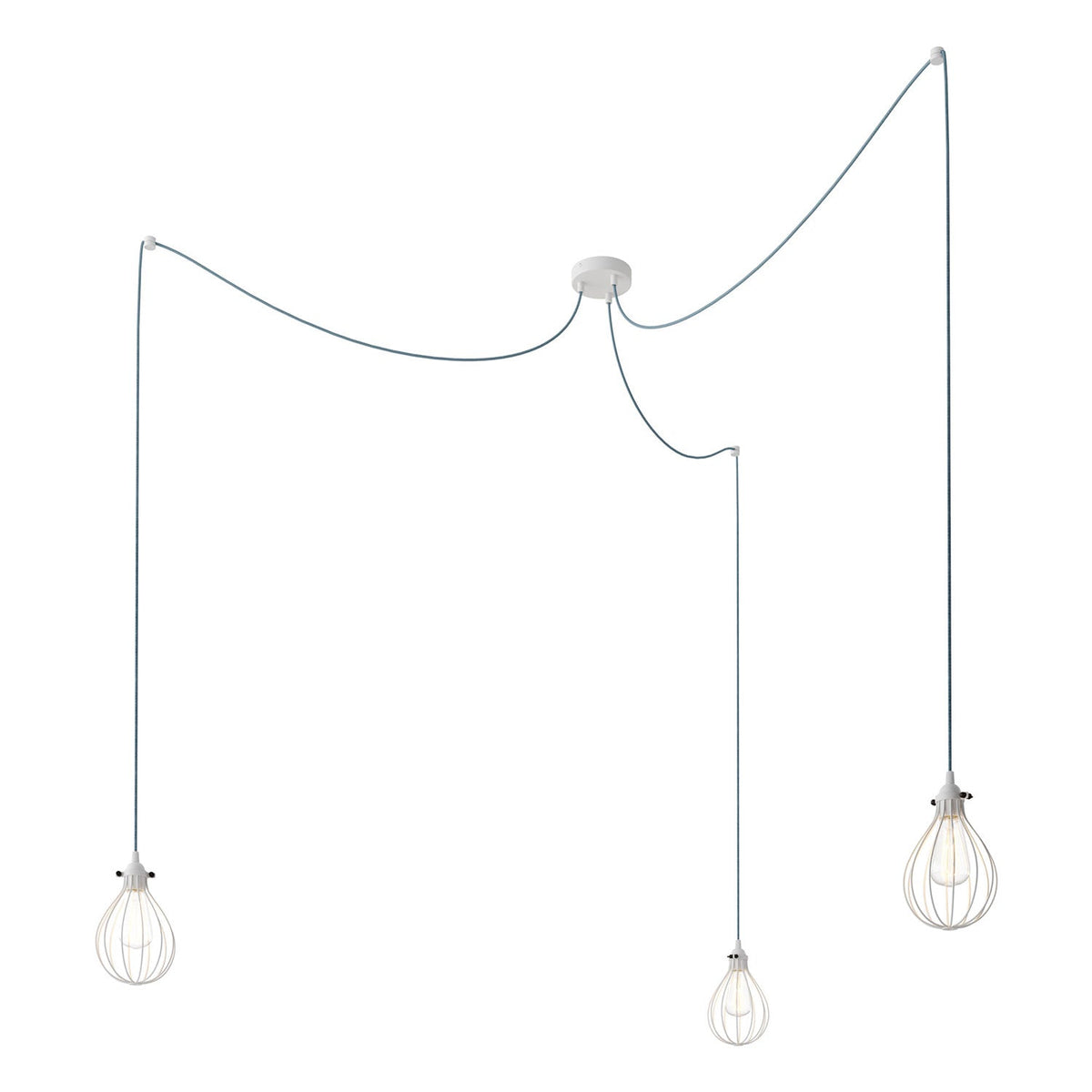 Spider - Lampada a sospensione multipla a 3 cadute con paralume Drop - Bianco