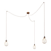 Spider - Lampada a sospensione multipla a 3 cadute con paralume Drop - Rame