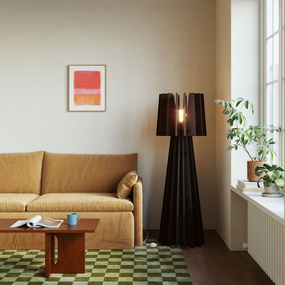 Struttura per lampada da terra SHHINE in materiale fonoassorbente - Nero melange