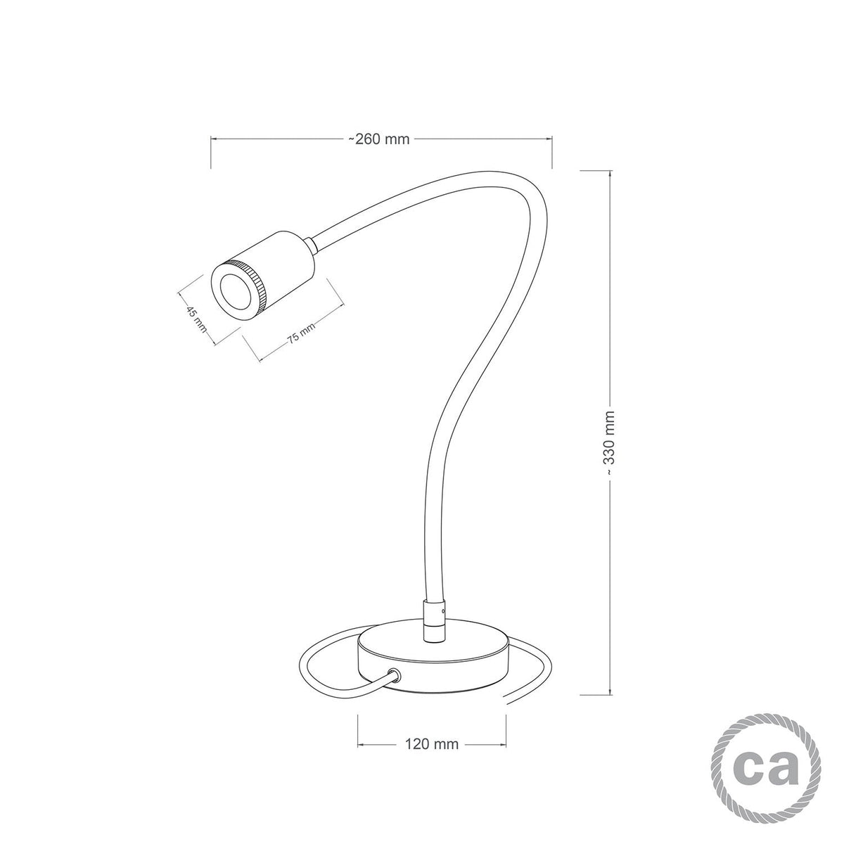 Table Flex GU1d0 lampada da tavolo snodabile con mini faretto LED - Bronzo satinato