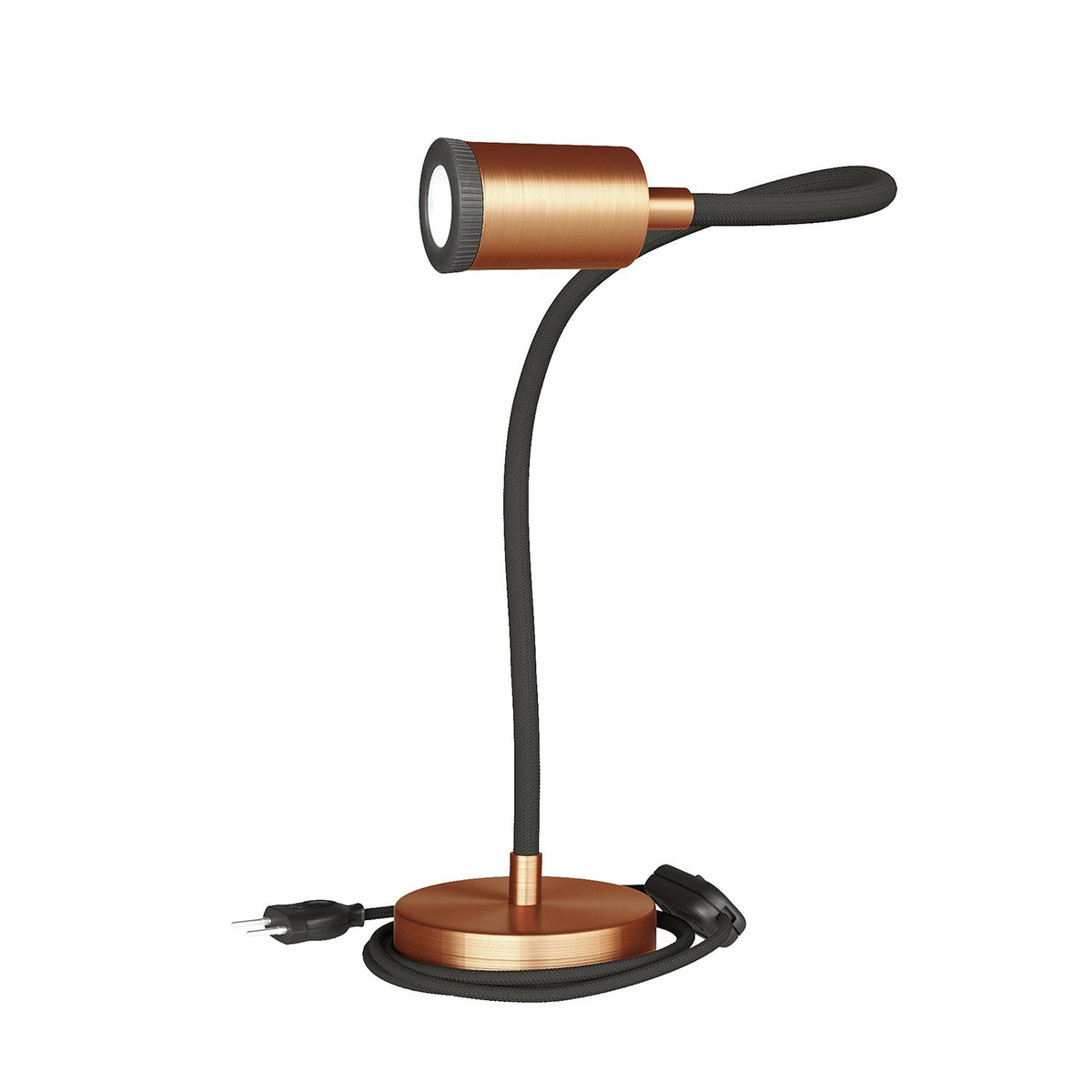 Table Flex GU1d0 lampada da tavolo snodabile con mini faretto LED - Rame satinato